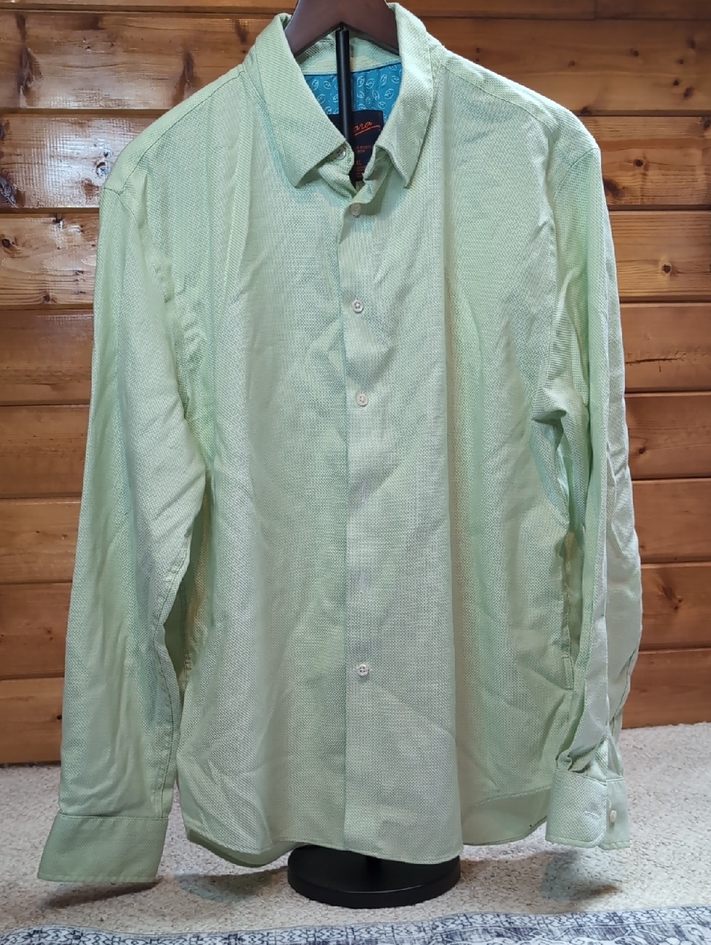 Egara Pale Green Cotton Blend Dress Shirt XL